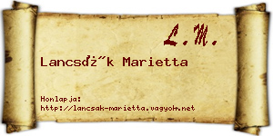Lancsák Marietta névjegykártya